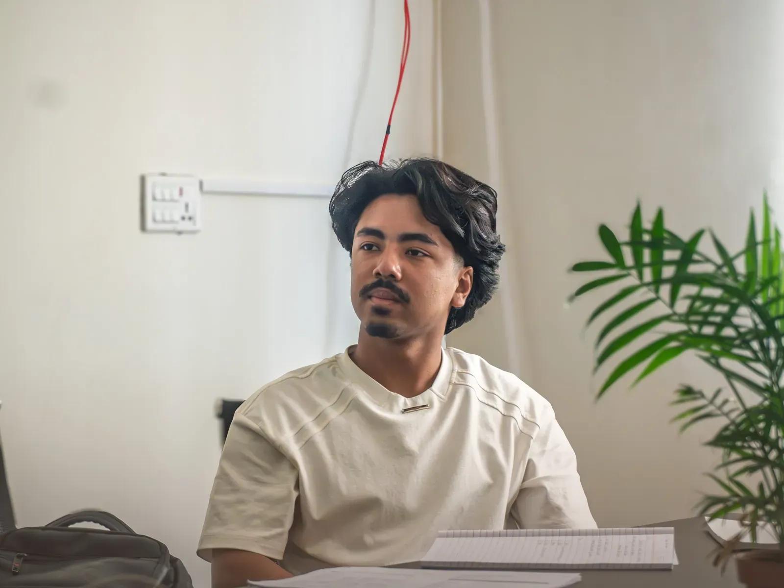Cybersecurity student in class