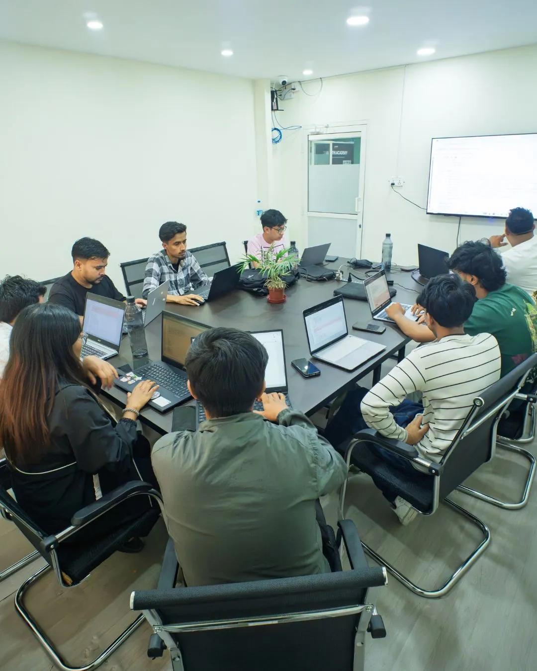 Students working through a live exercise