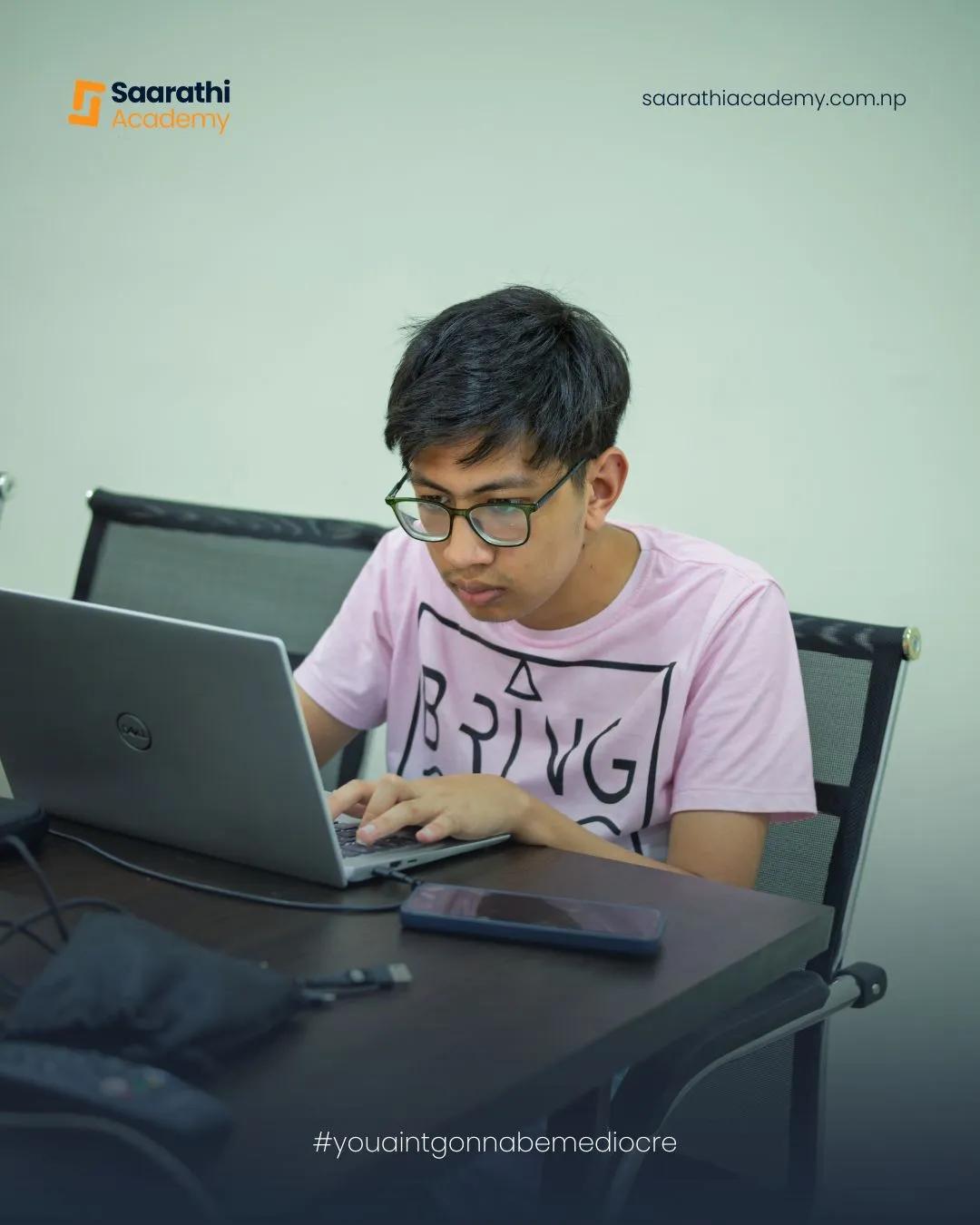 A student focused on an exercise