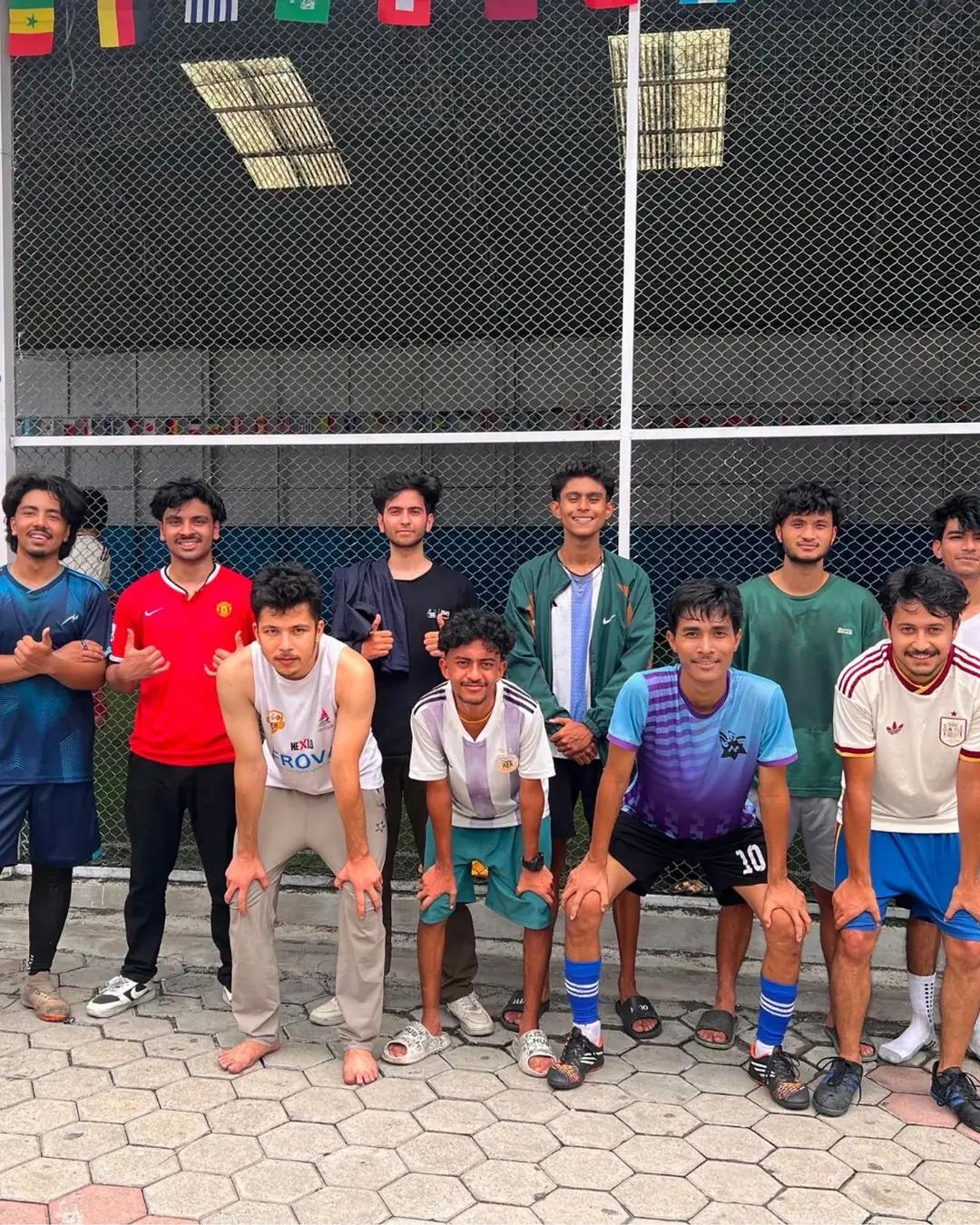 Saarathi students together after a futsal game
