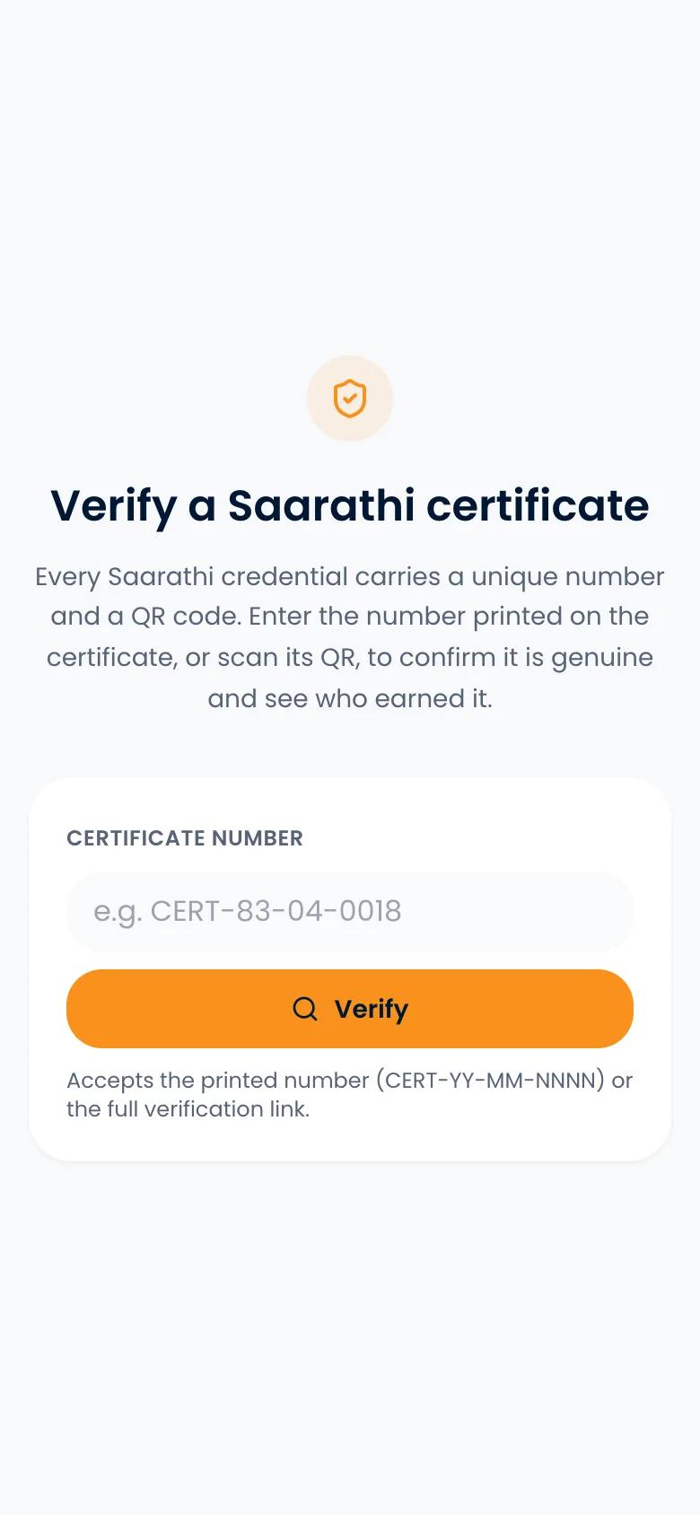 Our certificate check on a phone