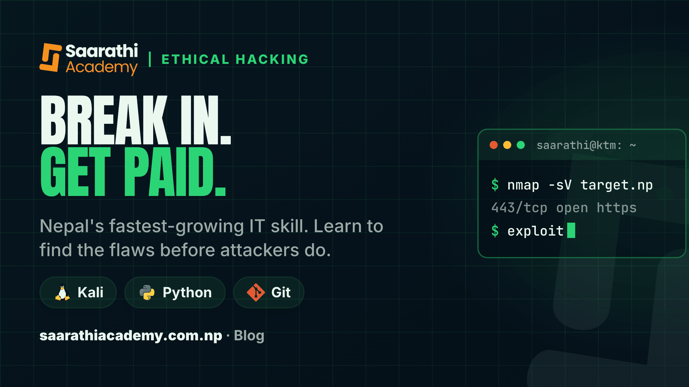 "Ethical hacking and cyber security in Nepal: Young Nepali penetration tester working with Kali Linux in Kathmandu offic